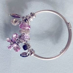 Beautiful, sparkly purple 2 1/4” charm bracelet